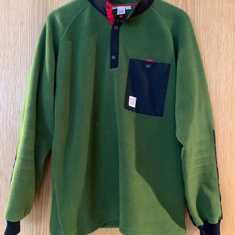 Topo Designs Quarter Zip/Button Fleece Jacket